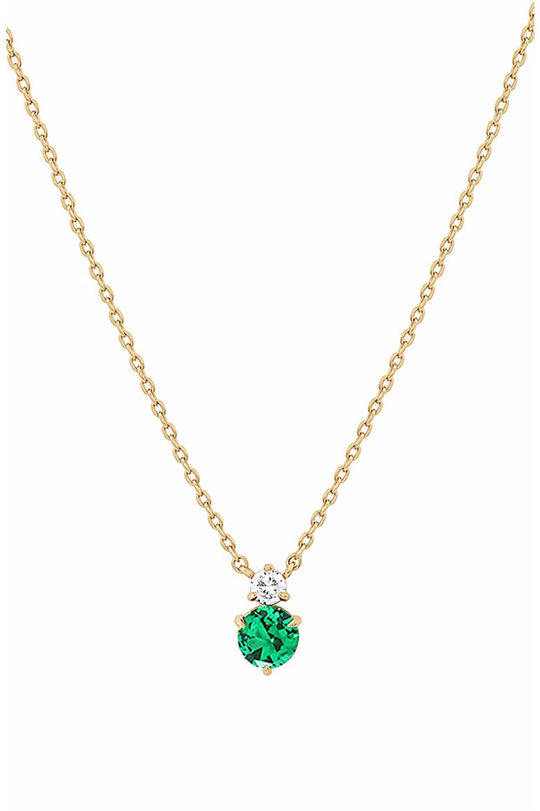 14k Gold Plated Deux Birthstone Necklace Personalized Trendy Gift Idea, Main, color, Emerald/May