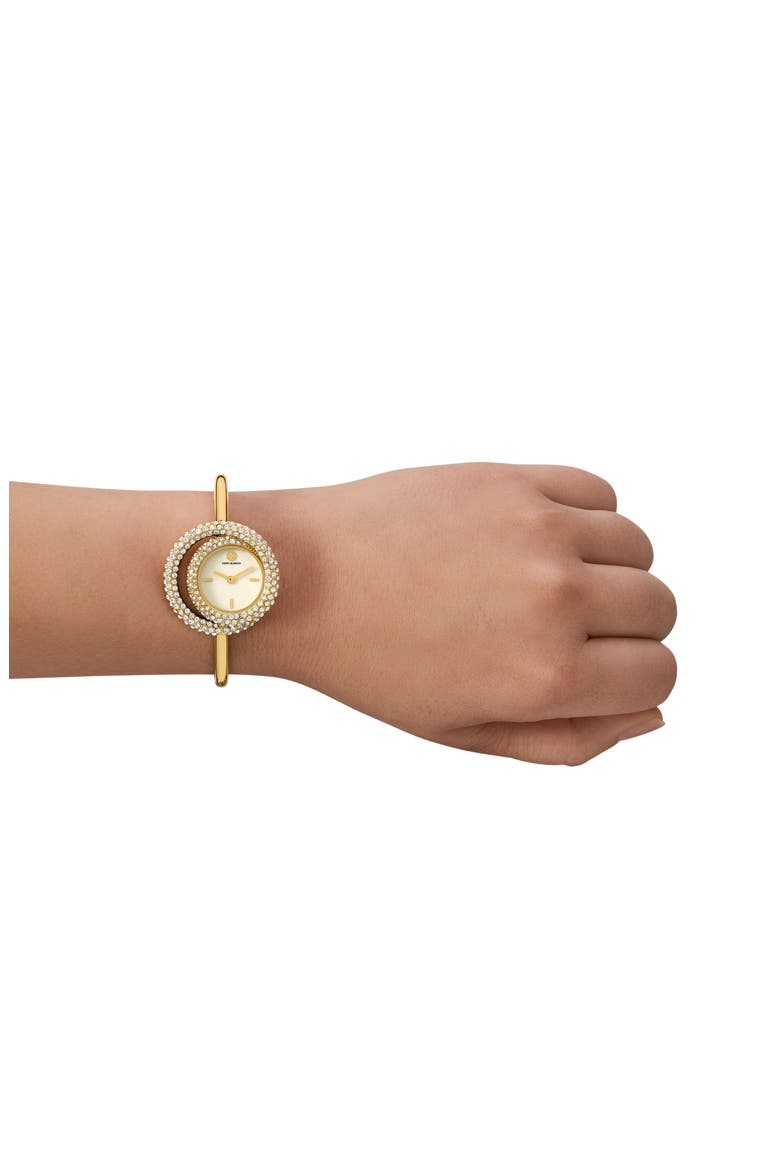 The Miller Crystal Bangle Watch, 25mm, Alternate, color, GOLD