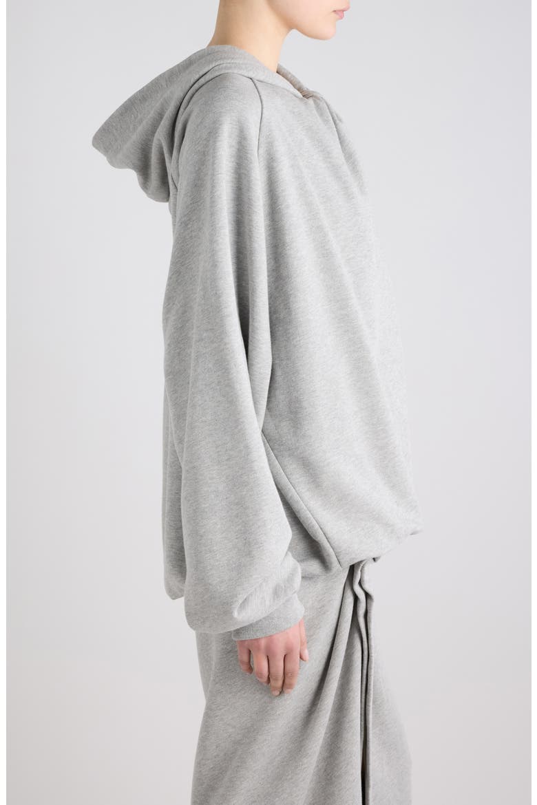 Hadella Knot Front Cotton Hoodie, Alternate, color, GREY MELANGE