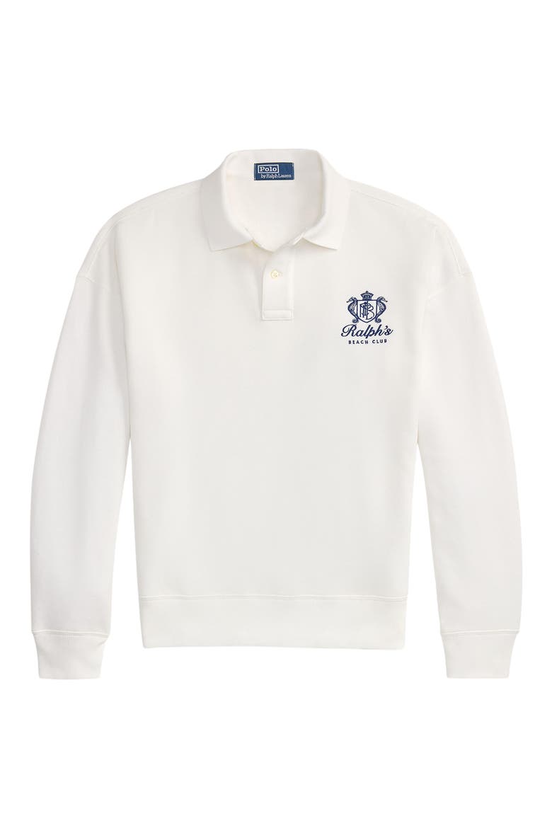 Relaxed Fit Fleece Polo Sweatshirt, Alternate, color, WHITE