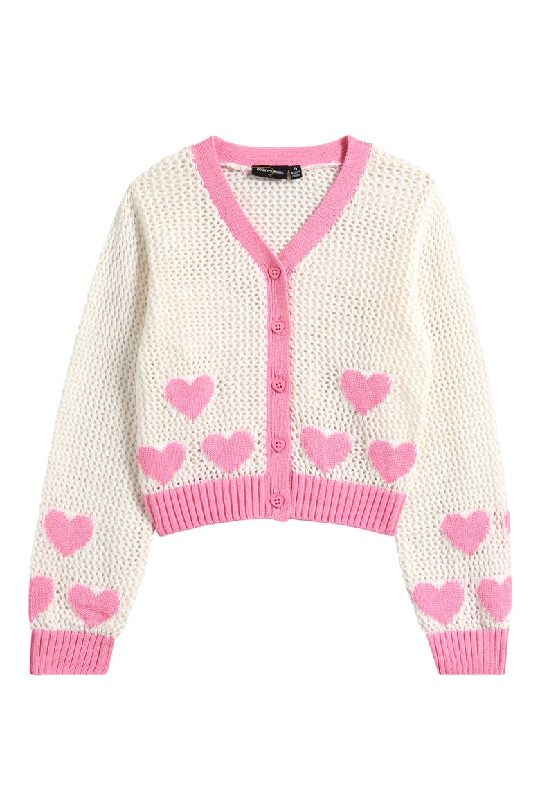 Kids' Heart Cotton Cardigan, Main, color, CREAM