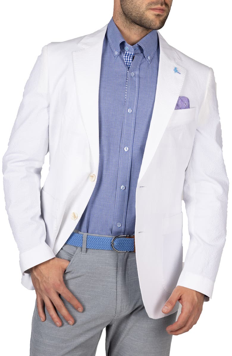 TailorByrd Solid Seersucker Sportcoat, Alternate, color, White