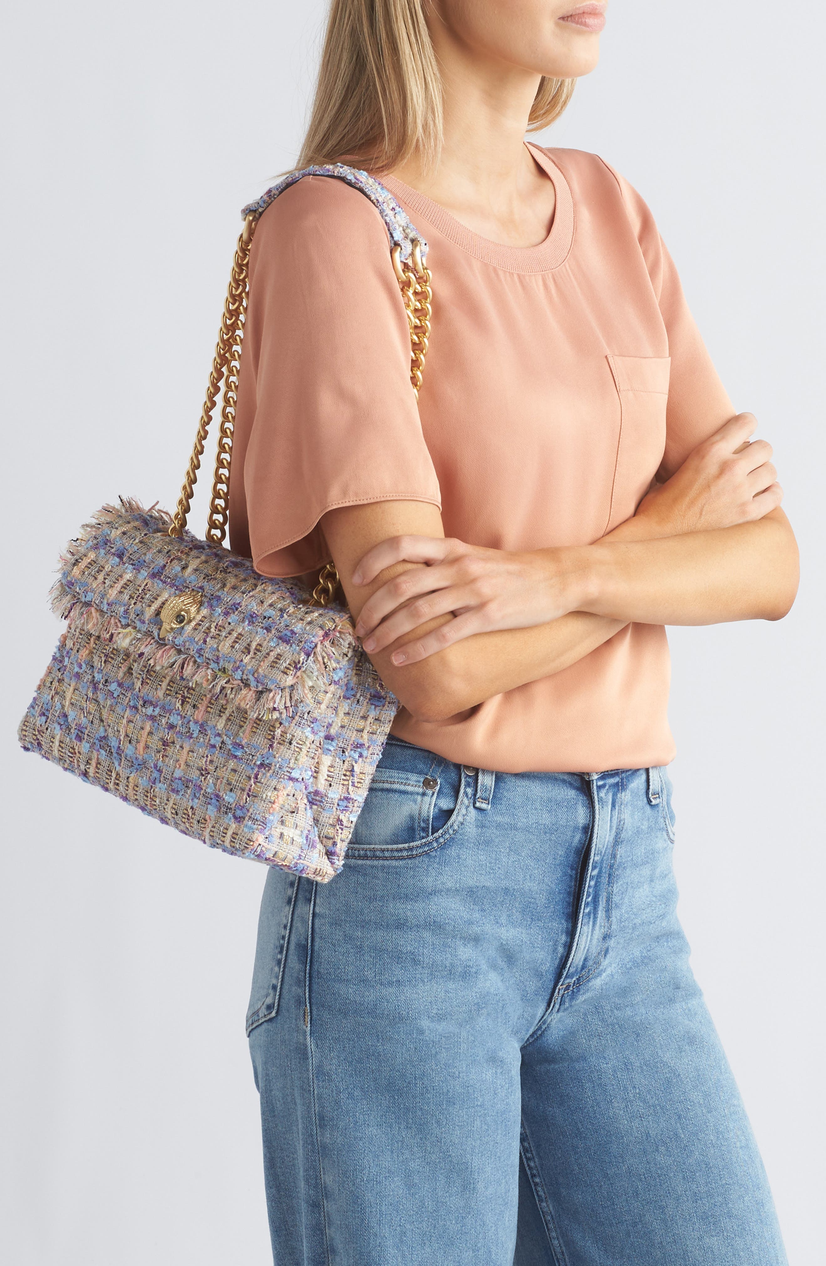 Kensington Tweed Shoulder Bag, Alternate, color, LIGHT/ PASTEL PURPLE