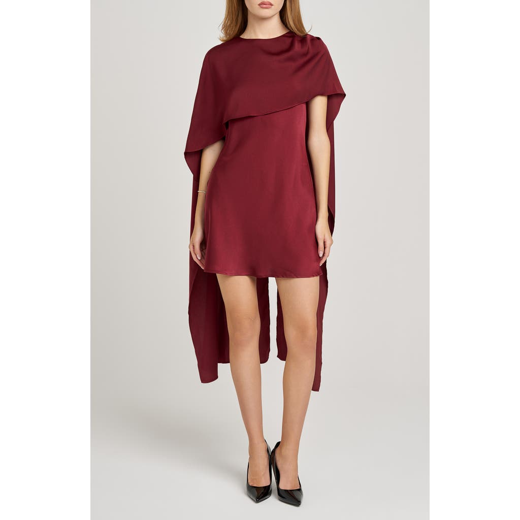 Wayf X Sara Walker Elle Capelet Satin Minidress In Red