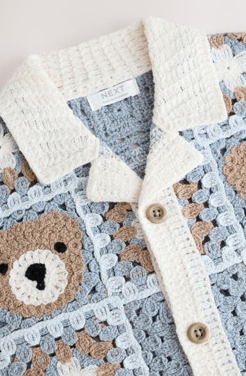 Kids' Teddy Cotton Blend Crochet Button-Up Shirt