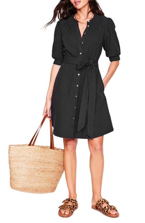 Shop Boden Ada Double Cloth Cotton Shirtdress In Black