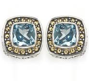 SAMUEL B. Sterling Silver & 18K Gold Semiprecious Stone Cushion Stud Earrings