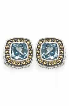 SAMUEL B. Sterling Silver & 18K Gold Semiprecious Stone Cushion Stud Earrings