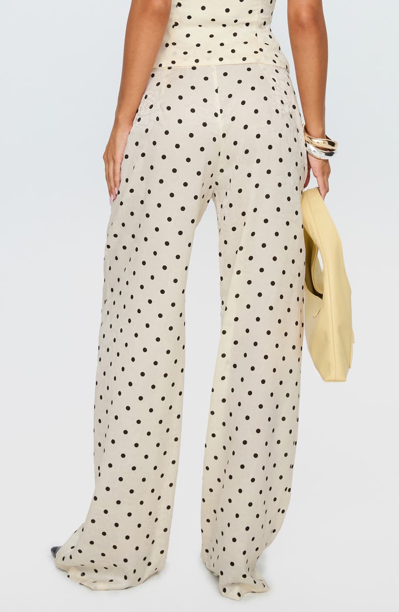 Princess Polly Powdered Sugar Polka Dot Strapless Top & Wide Leg Pants Set, Alternate, color, Cream Polka