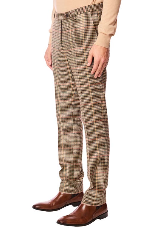 Paisley & Gray Downing Slim Fit Flat Front Houndstooth Wool Blend Dress Pants In Multi