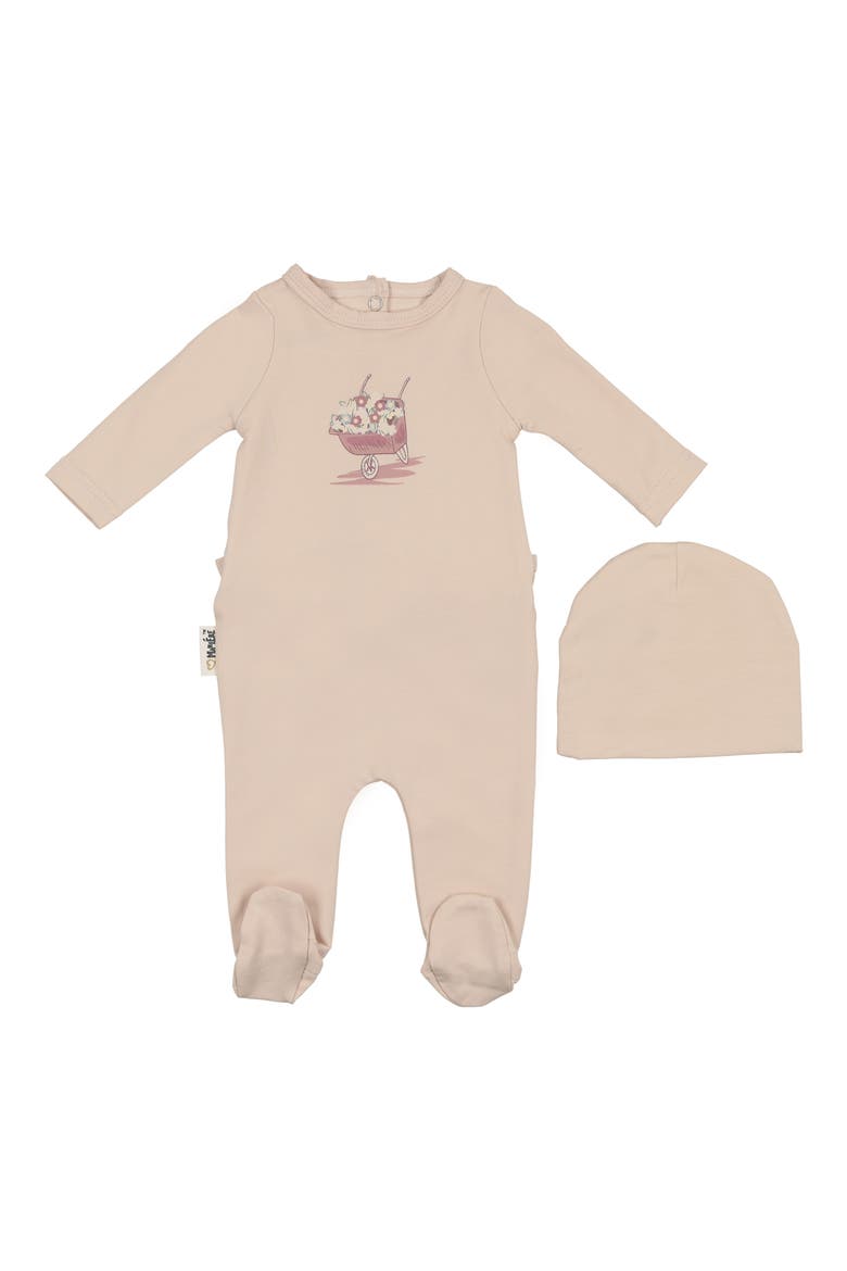 Whimsy Wheelbarrow Footie & Hat Set, Main, color, BISCUIT