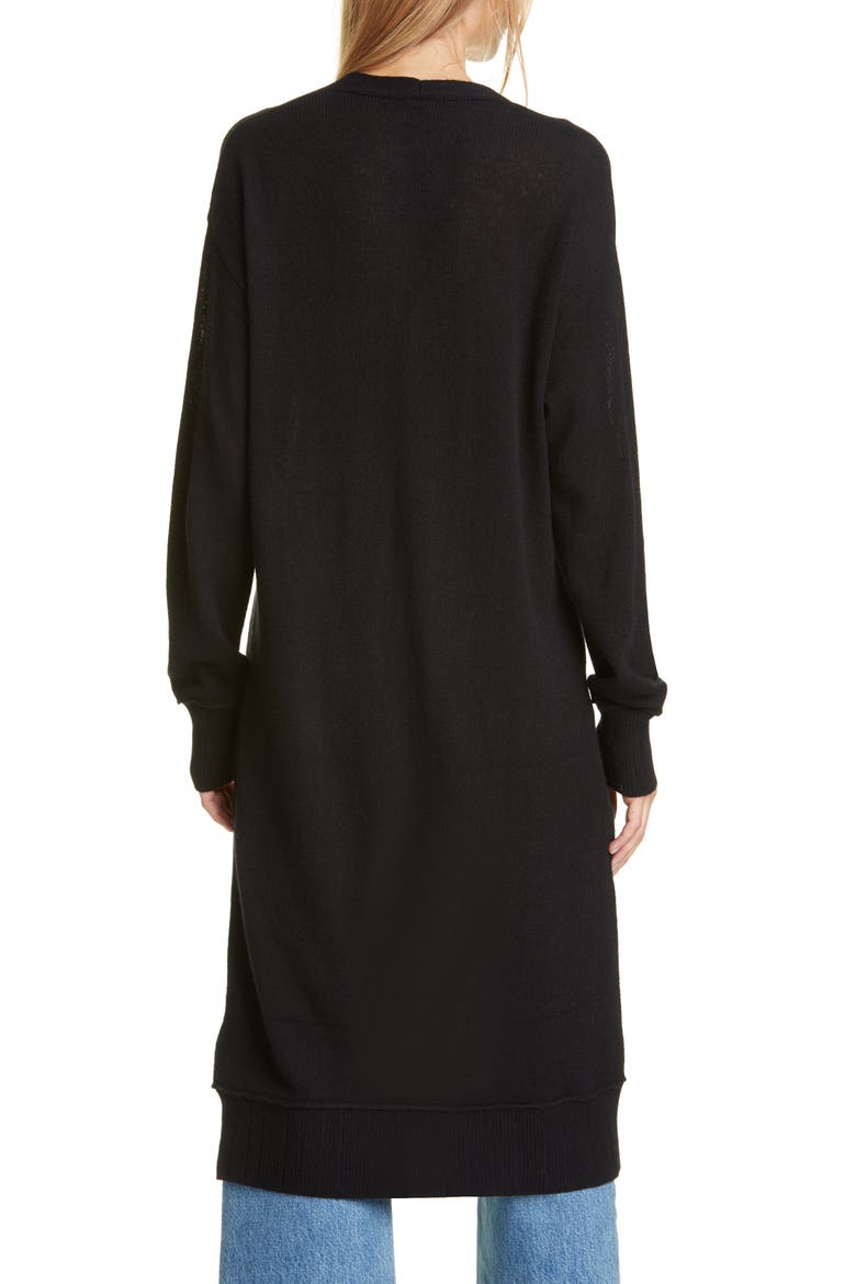Long Cashmere Cardigan, Alternate, color, BLACK