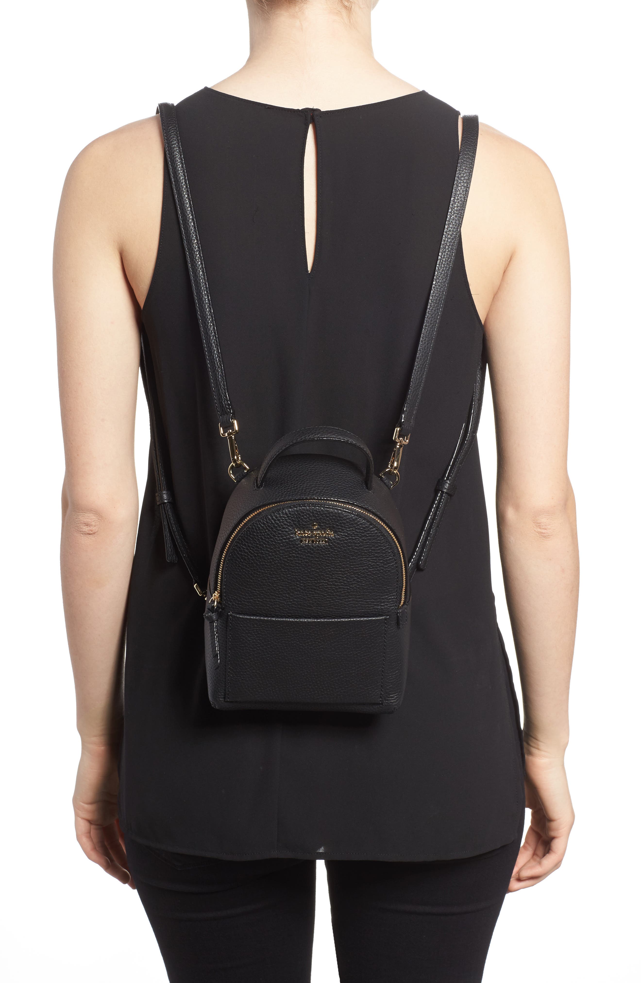 jackson street merry convertible leather backpack, Alternate, color, BLACK