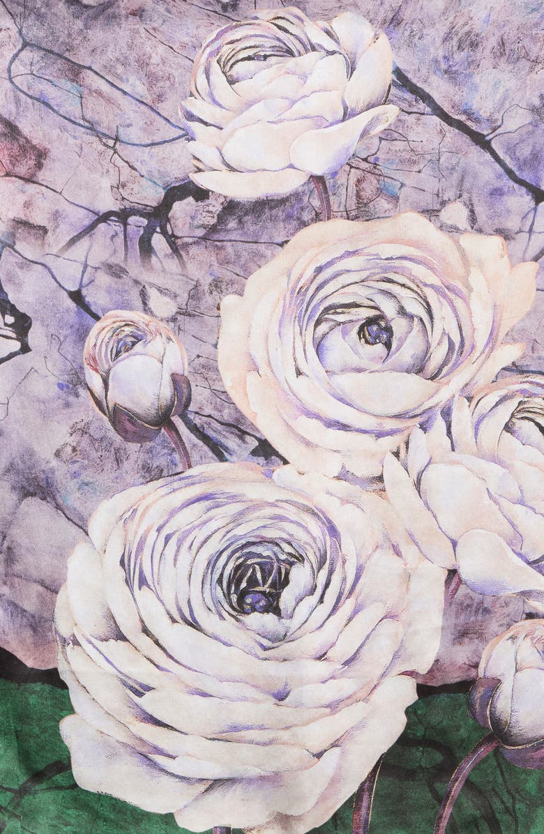 La Fiorentina Floral Print Silk Scarf, Alternate, color, Purple