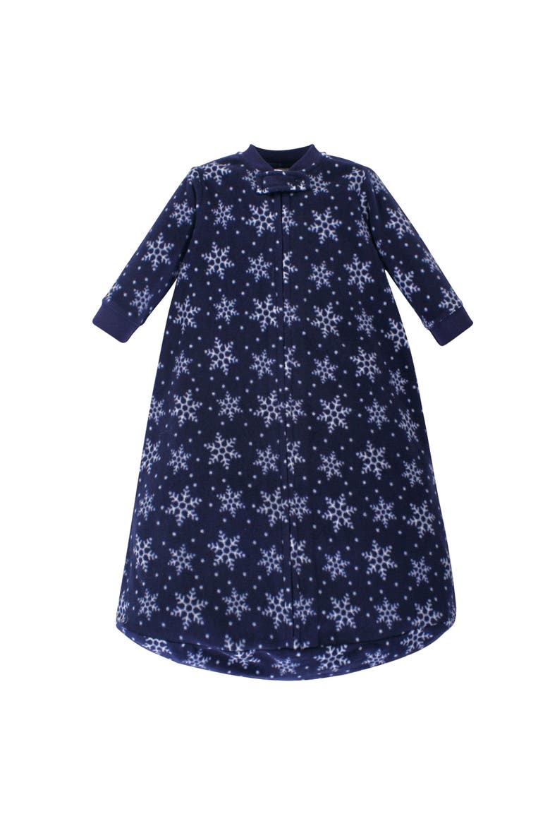 Long Sleeve Fleece Sleeping Bag, Alternate, color, Navy Snowman