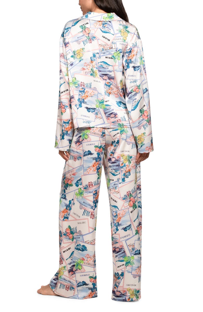 Midnight Bakery Print Satin Pajamas, Alternate, color, White
