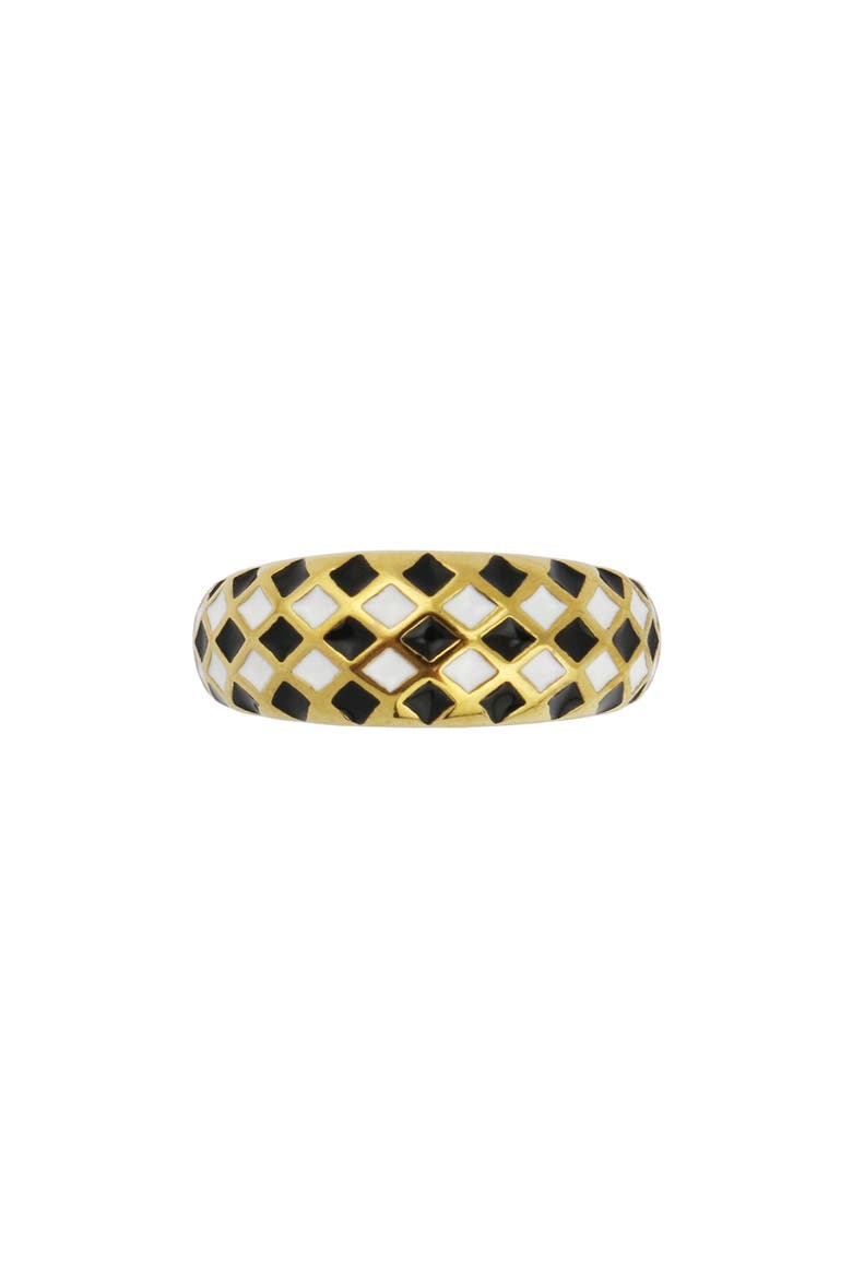 Checkered Enamel Domed Ring, Alternate, color, GOLD