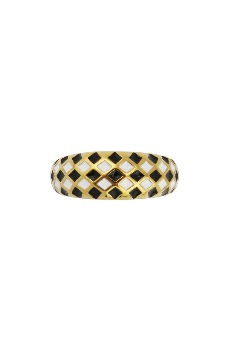 REBL Checkered Enamel Domed Ring, Alternate, color, Gold