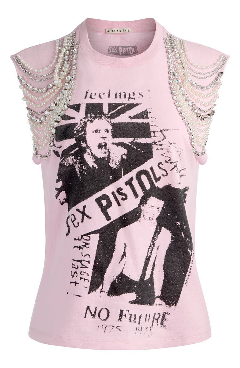 Alice + Olivia Micah Embellished Muscle T-Shirt, Alternate, color, Sex Pistols