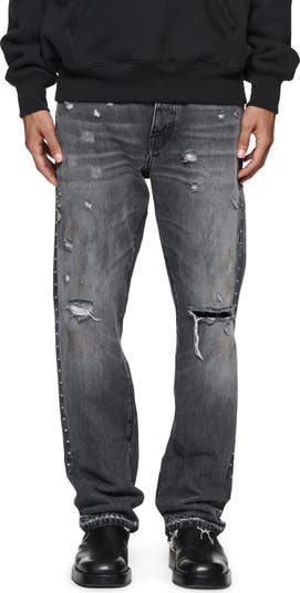 Racer Distressed Straight Leg Jeans