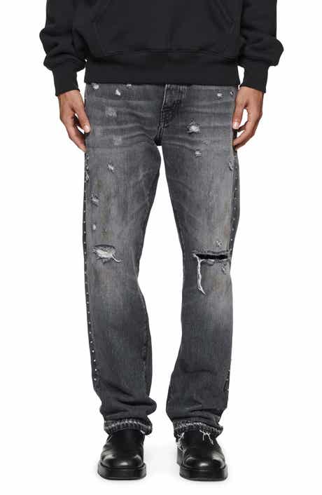 PURPLE BRAND Racer Distressed Straight Leg Jeans