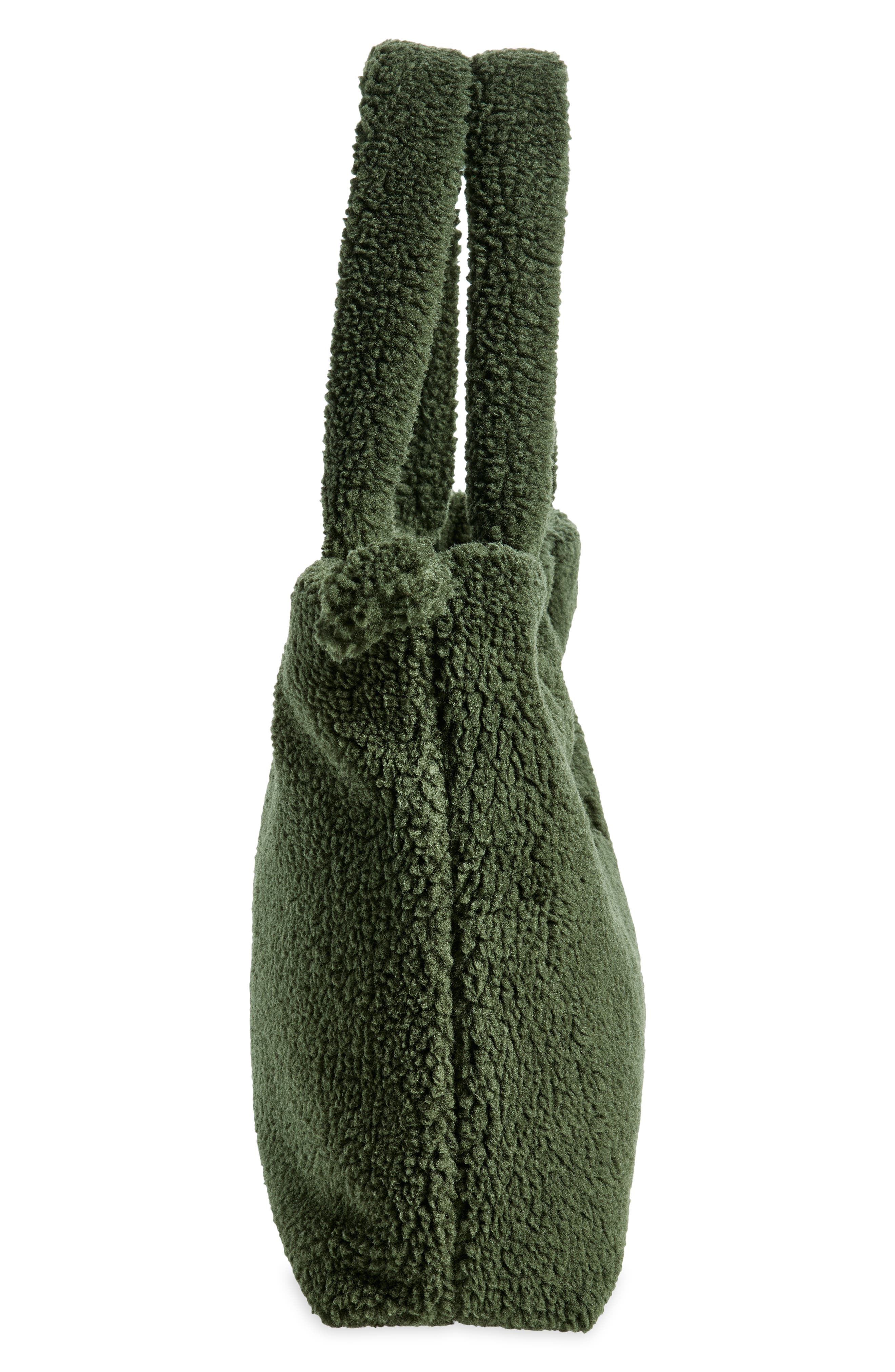 Logo Faux Shearling Tote, Alternate, color, FOREST