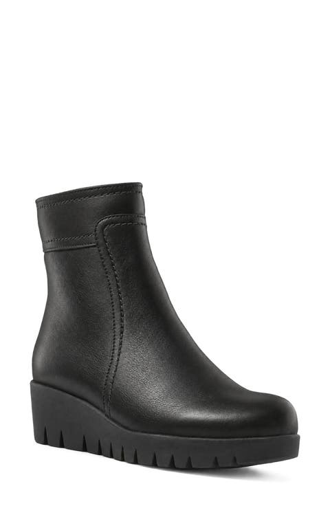Tag Leather Wedge Bootie