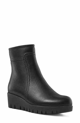 Tag Leather Wedge Bootie