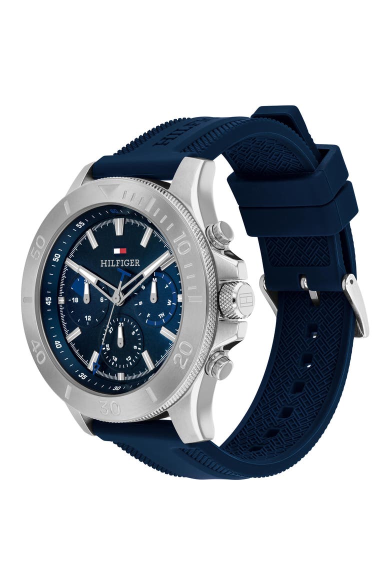 Bryan Multi-function Silicone Strap Watch, Alternate, color, BLUE