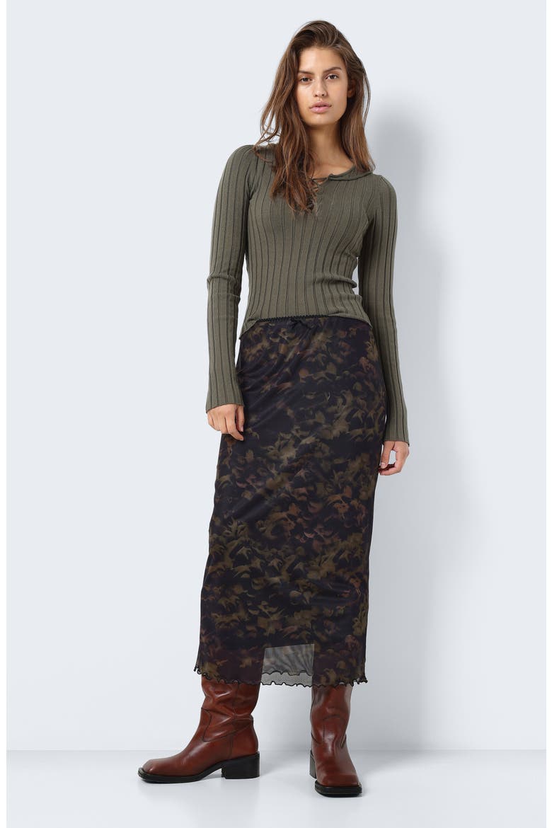 Lucia Printed Mesh Maxi Skirt, Alternate, color, BLACK AOP FROST BLOM