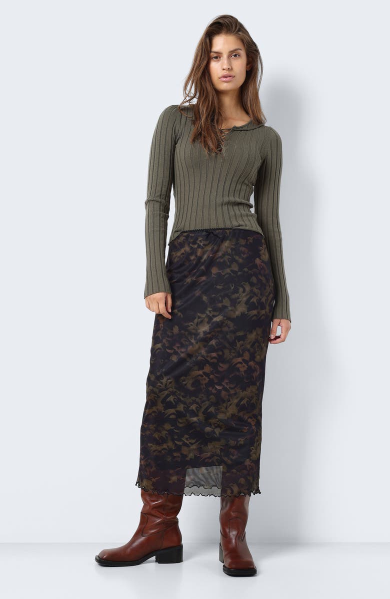 Noisy may Lucia Printed Mesh Maxi Skirt, Alternate, color,
