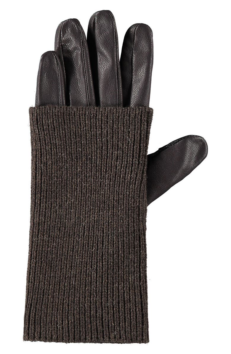 Favorite Daughter Knit Arm Warmer & Leather Gloves Set, Alternate, color, Coffee
