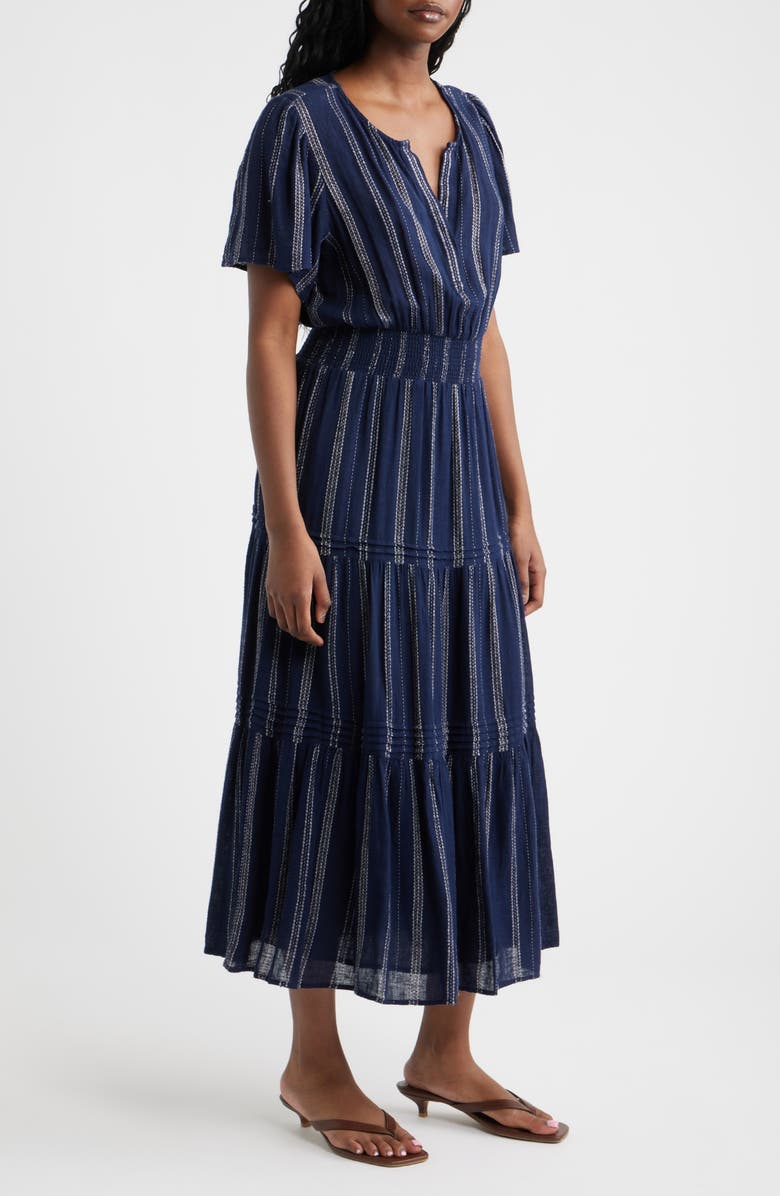 Rails Cannes Stripe Tiered Linen Blend Dress, Alternate, color, Marina Stripe