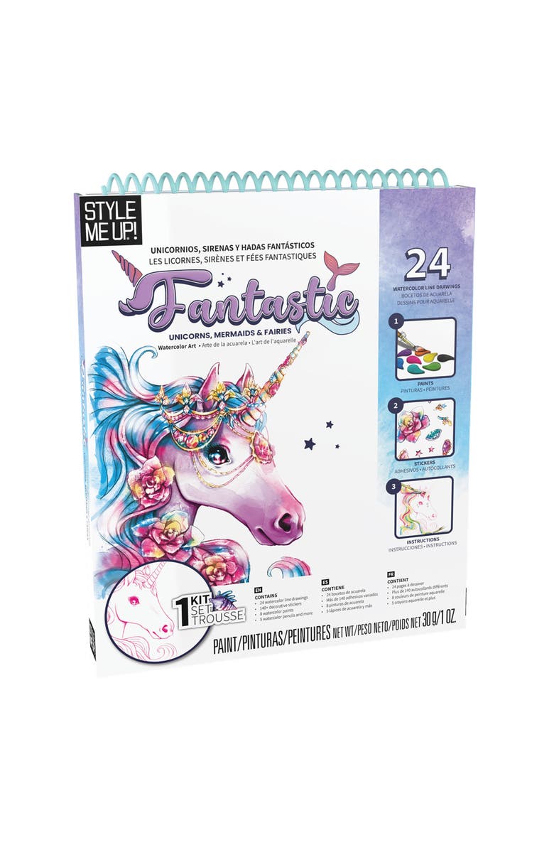Style Me Up SpiceBox Style Me Up Fantastic Unicorn, Mermaids and Fairies, Watercolor Painting Kit, Main, color,