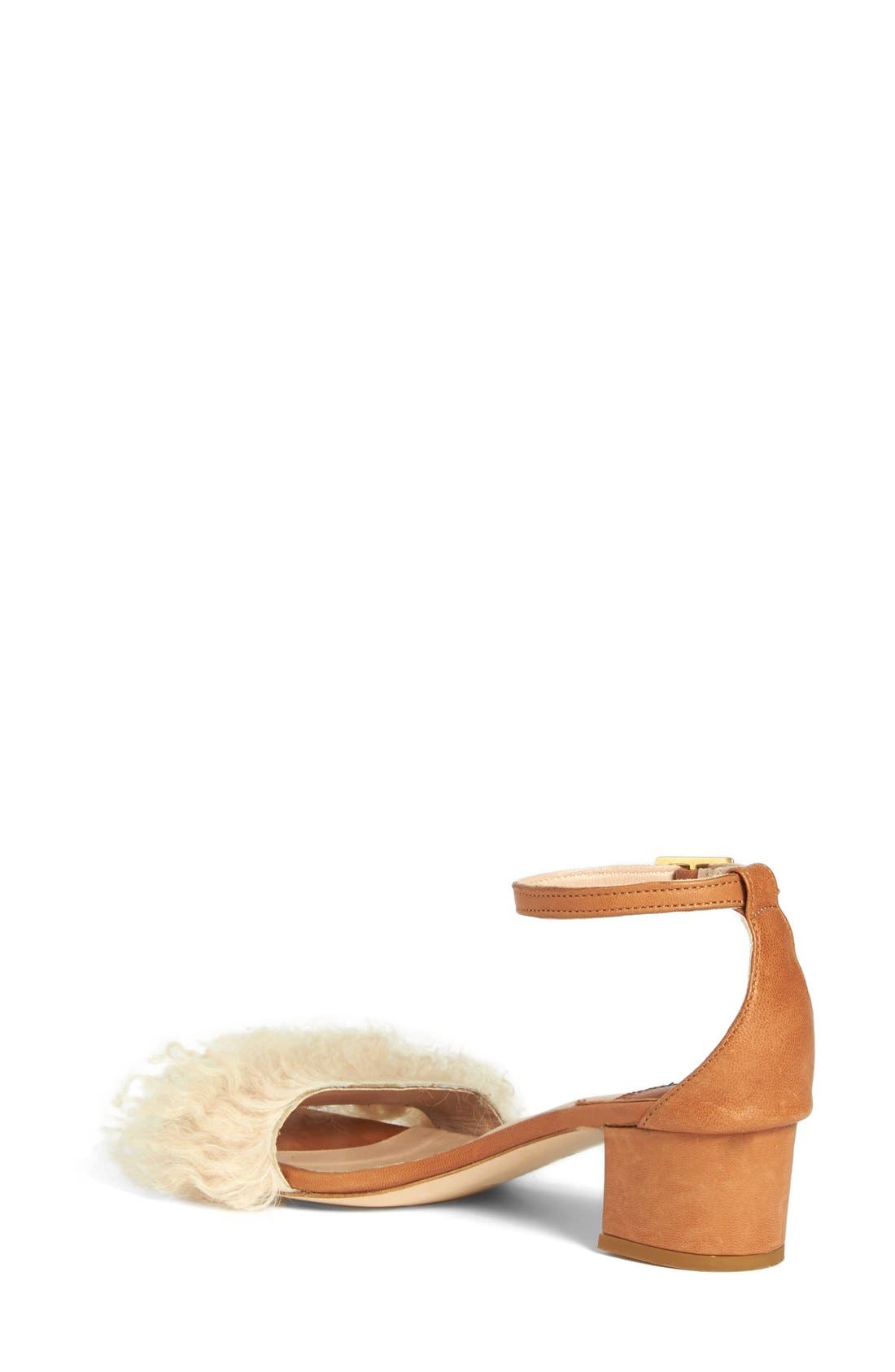 Brother Vellies Tufted Dhara Genuine Shearling Ankle Strap Sandal, Alternate, color, 