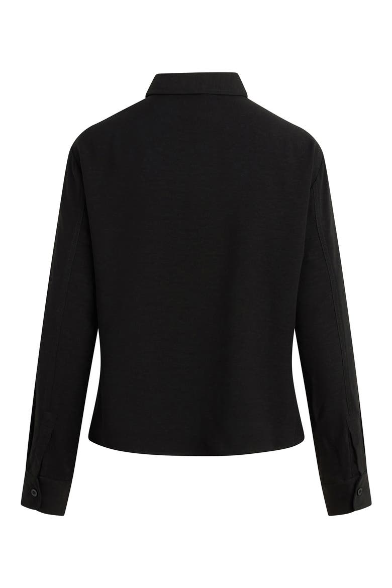 Knot Front Button-Down Shirt, Alternate, color, BLACK