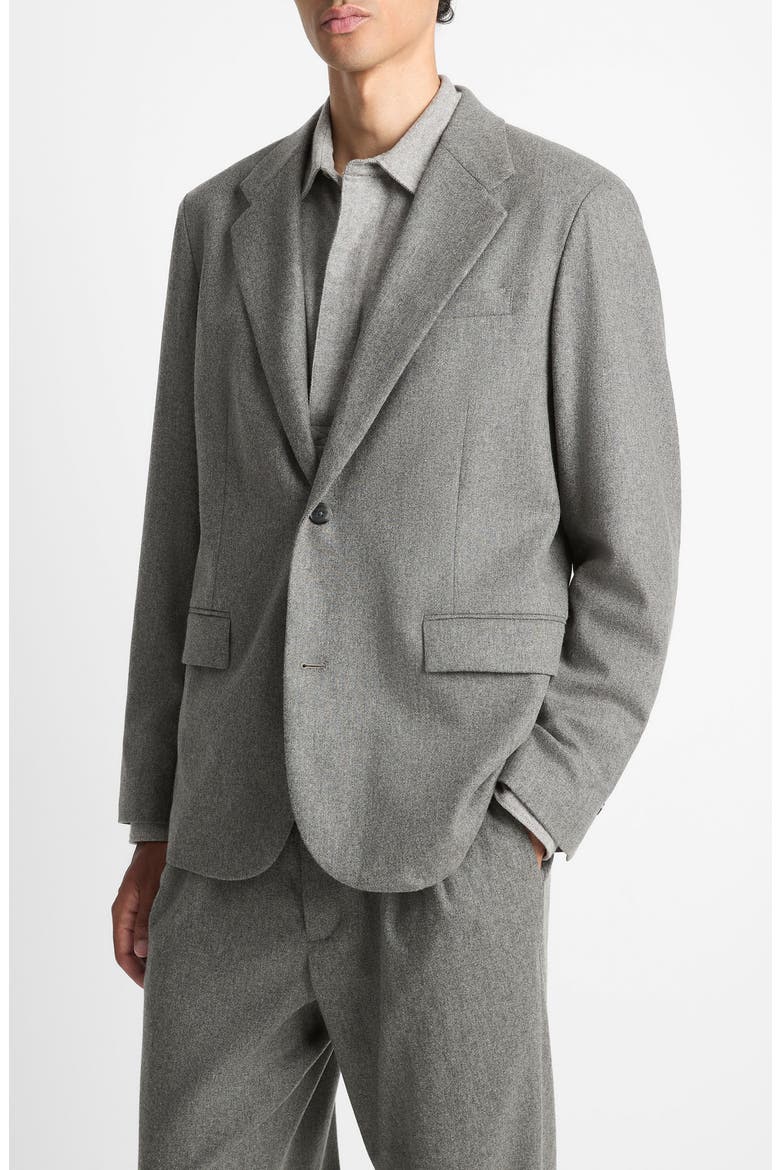 Heathered Grey Wool Blend Flannel Suit Jacket, Alternate, color, MEDIUM HEATHER GREY