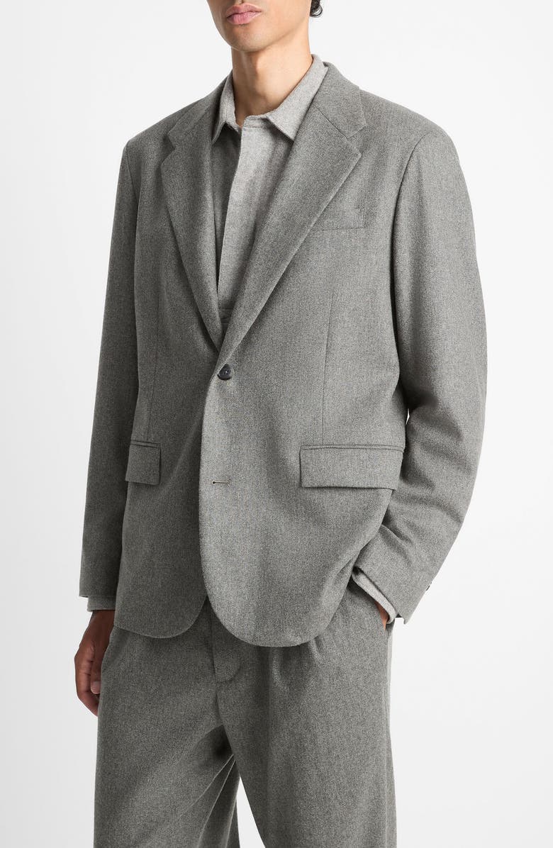 Vince Heathered Grey Wool Blend Flannel Suit Jacket, Alternate, color, Medium Heather Grey