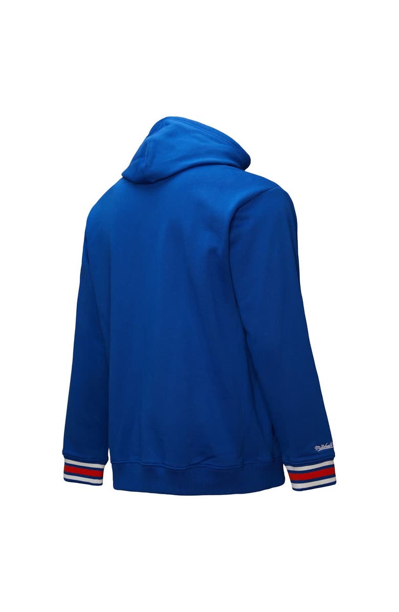 Mitchell & Ness Men's Mitchell & Ness Blue New York Knicks Chainstitch Applique Vintage Heavyweight Pullover Hoodie, Alternate, color, 