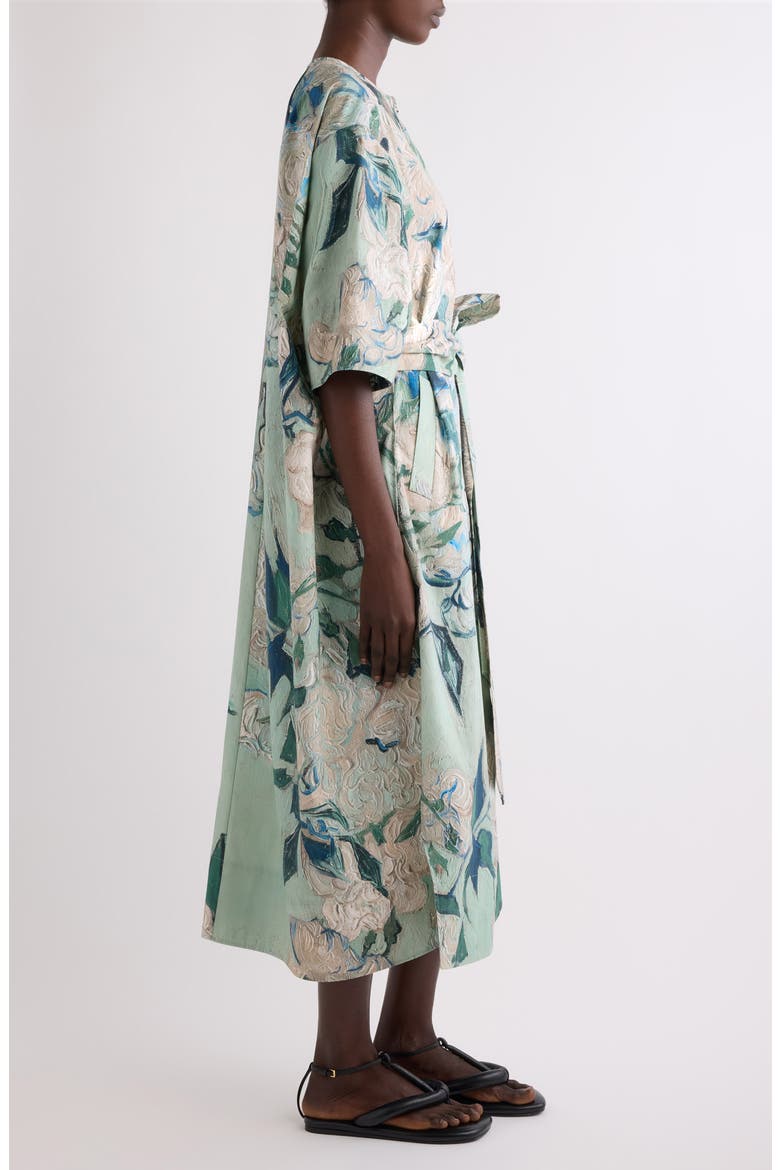 Rose Jacquard Cotton Cocoon Dress, Alternate, color, MINT GREEN