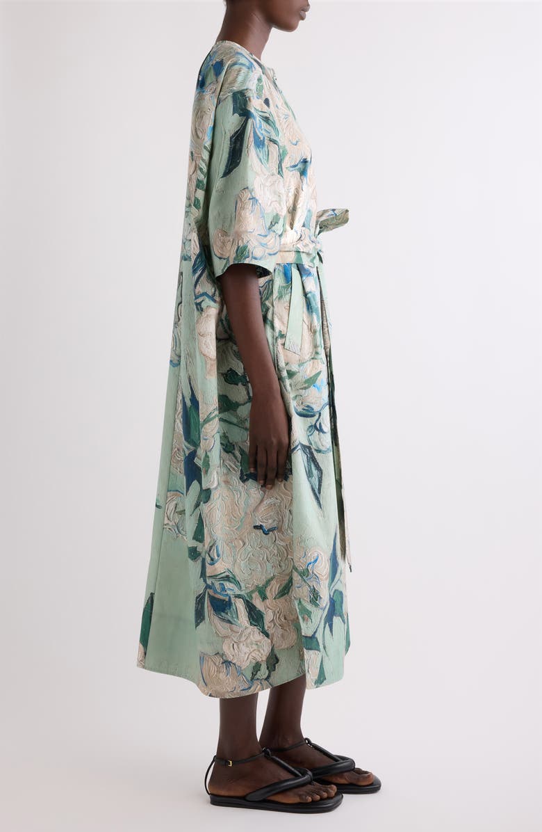 Givenchy Rose Jacquard Cotton Cocoon Dress, Alternate, color, Mint Green