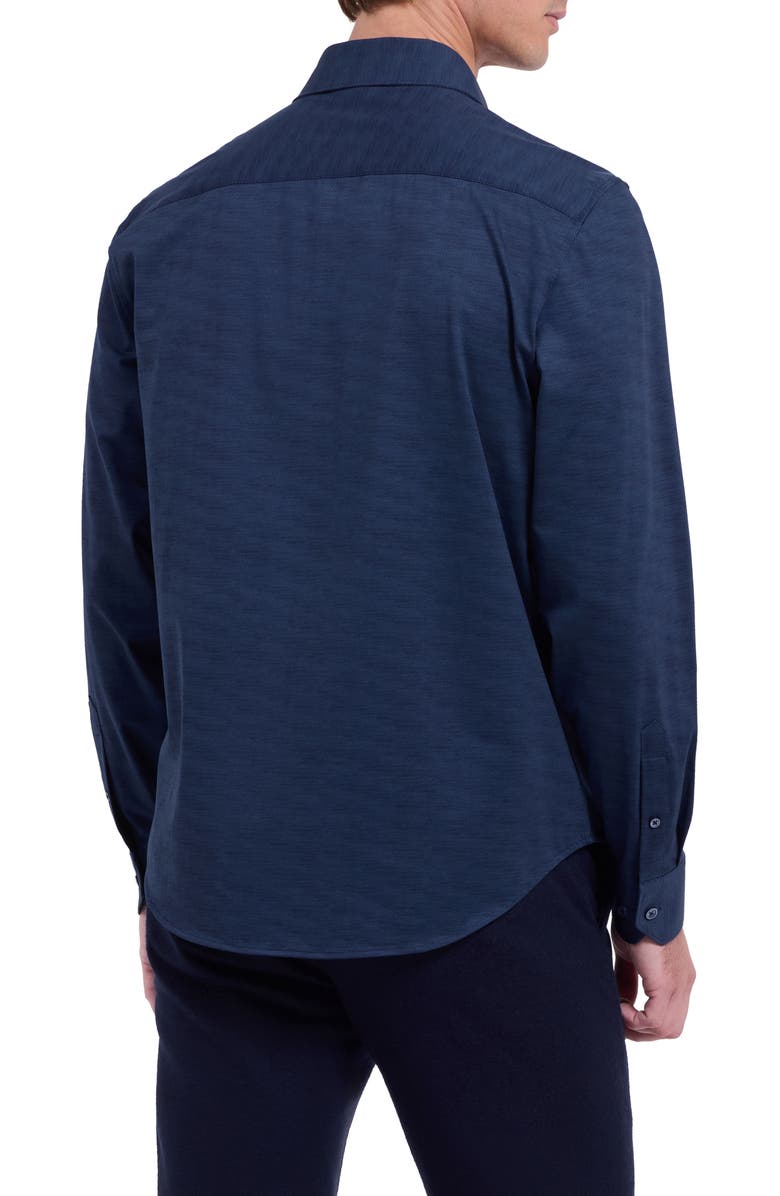 Bugatchi James OoohCotton<sup>®</sup> Herringbone Button-Up Shirt, Alternate, color, Navy