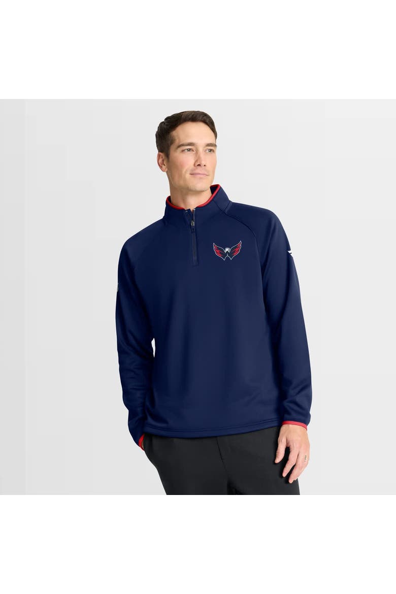 Men's Fanatics Navy Washington Capitals Authentic Pro Rink Raglan Quarter-Zip Pullover, Main, color, Navy
