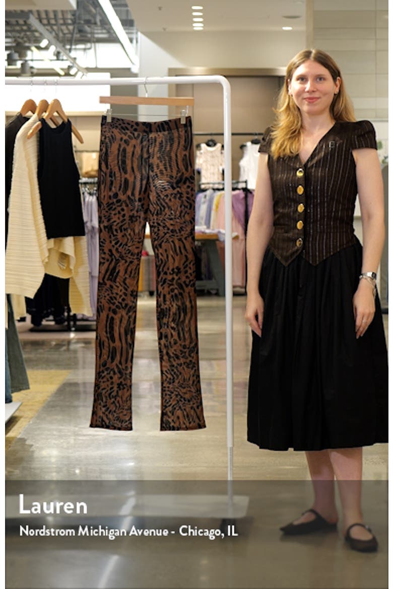 Animal Print Sheer Mesh Micro Bootcut Pants video
