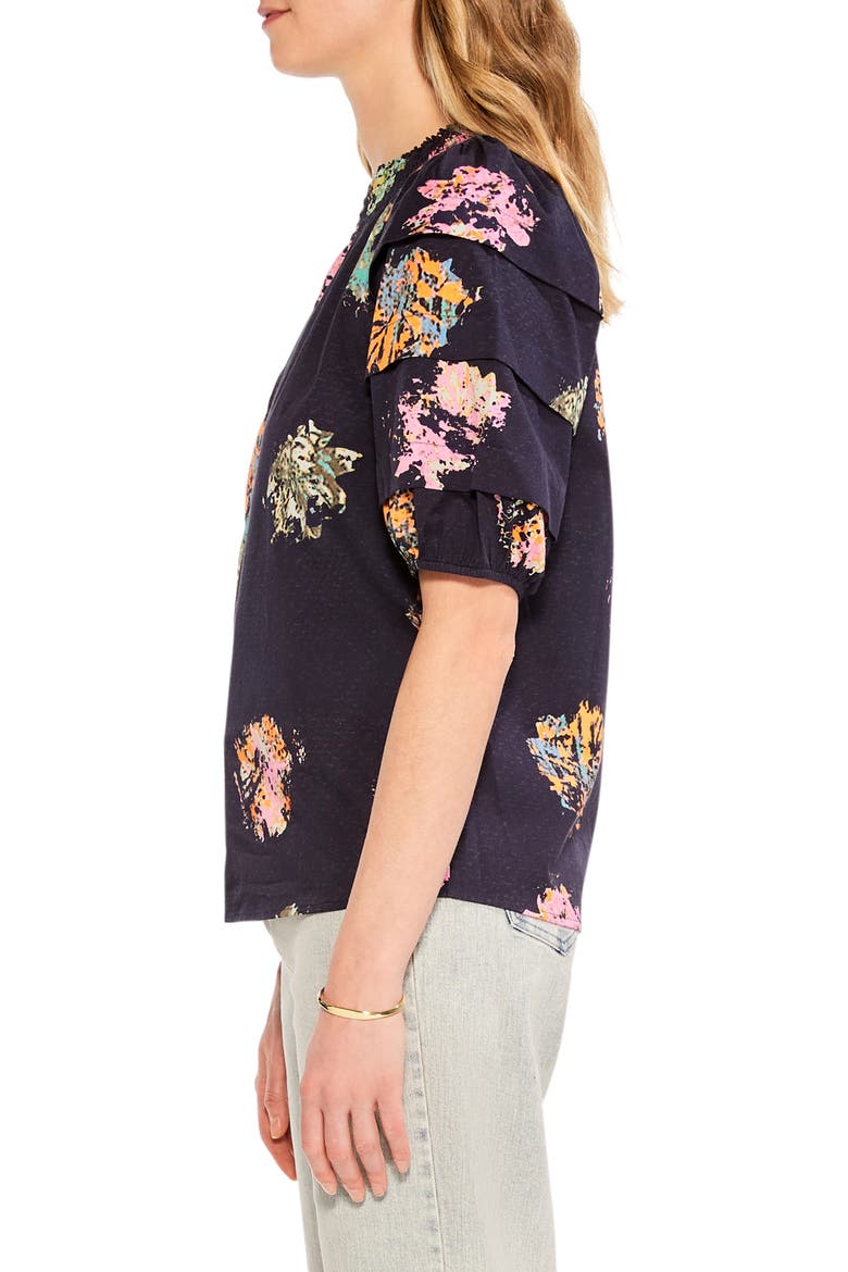 Bright Spot Smocked Neck Top, Alternate, color, INDIGO MULTI