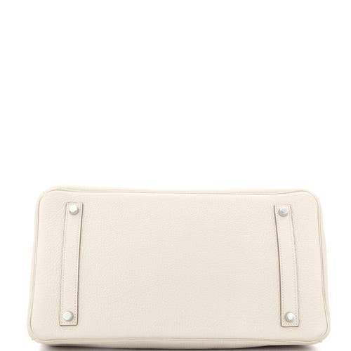 Pre-owned Hermes  Hermes Birkin Handbag Light Togo With Palladium Hardware 35 In White