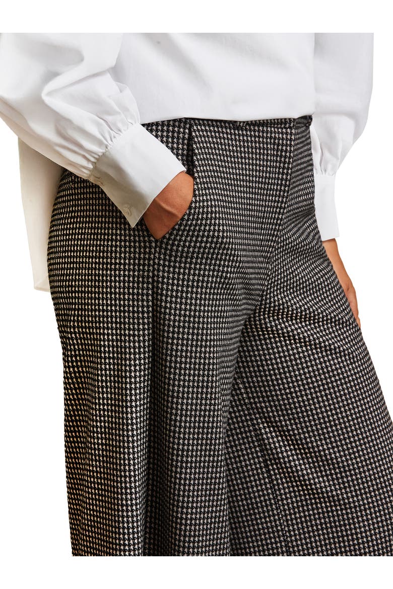 Tailored Wide Leg Houndstooth Trousers, Alternate, color, Grey