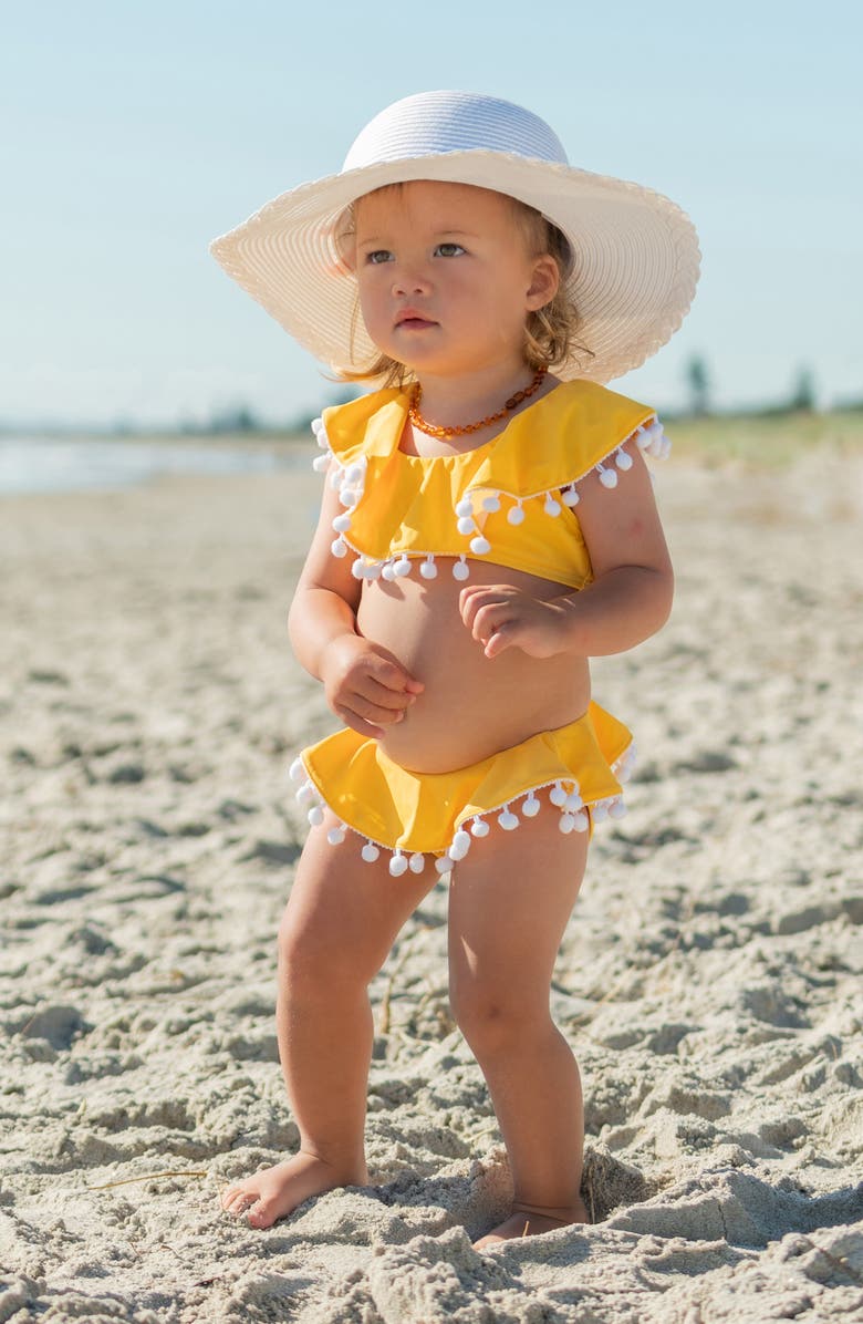 Snapper Rock Kids' Hello Yellow Flounce Two-Piece Swimsuit, Alternate, color, 