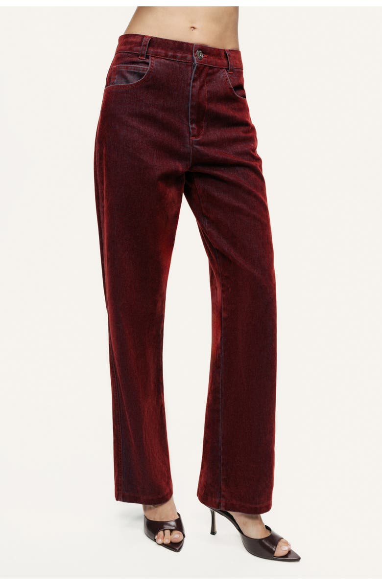 Nocturne Velvet Straight-Leg Pants, Alternate, color, Burgundy