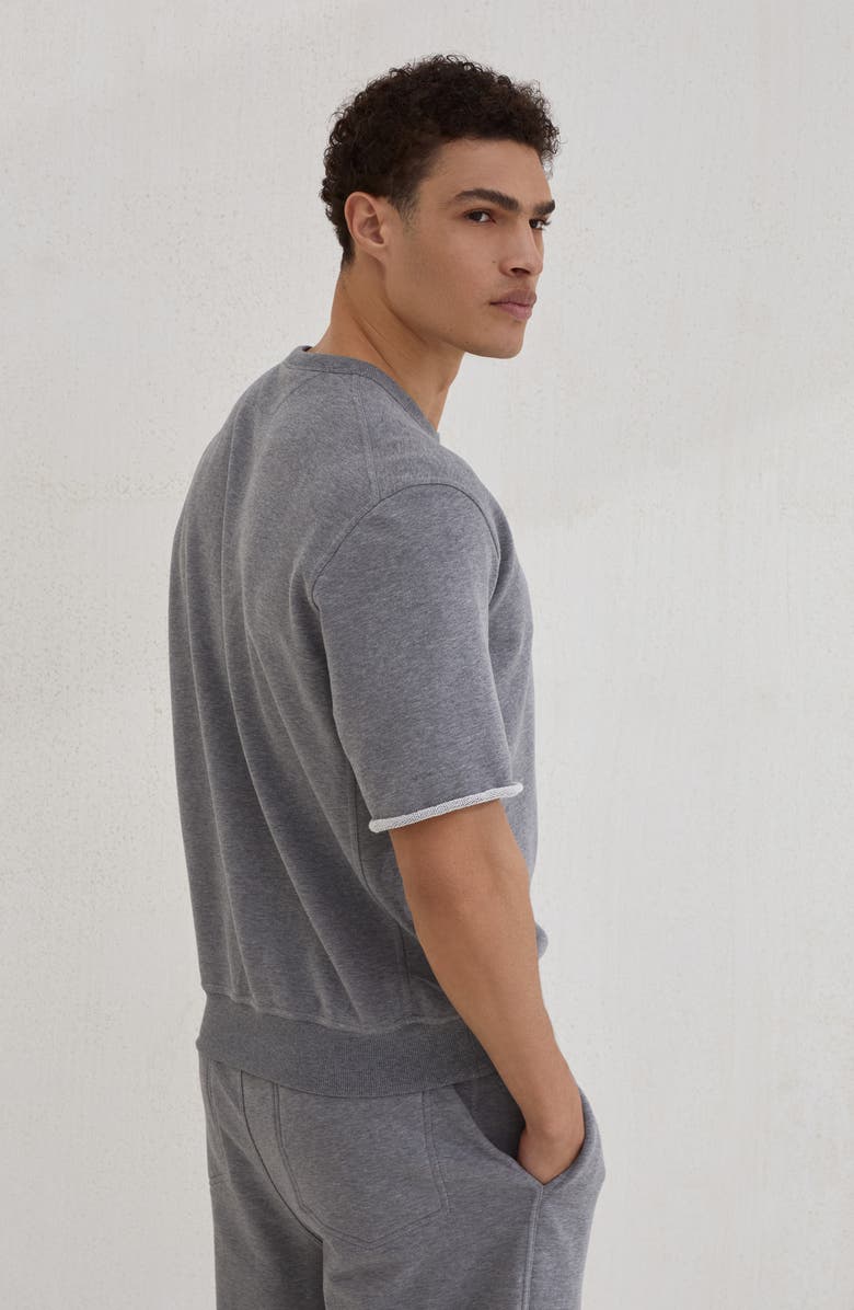 Brunello Cucinelli Smooth cotton French terry sweatshirt, Alternate, color, Medium Grey